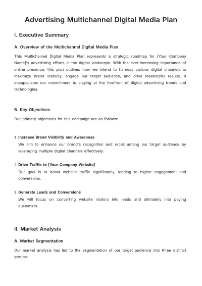 Free Advertising Multichannel Digital Media Plan Template to Edit Online