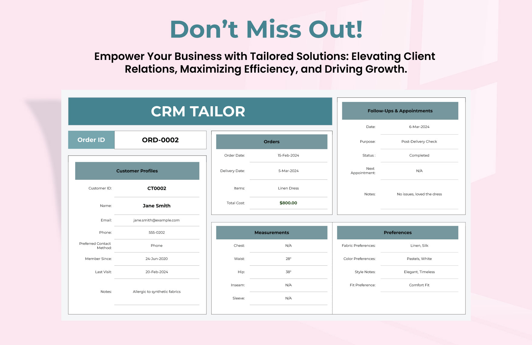 CRM Tailor Template