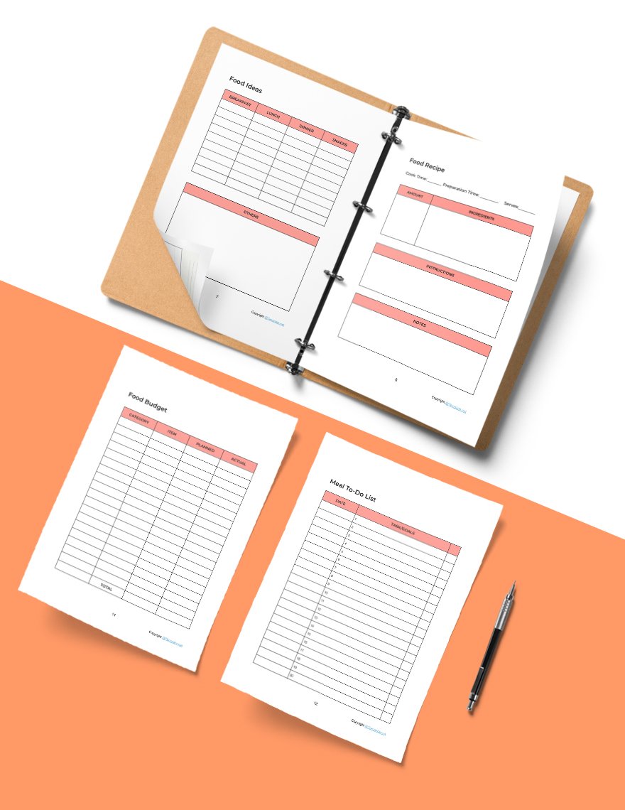 Free Printable Food Planner Template Word Apple Pages Template