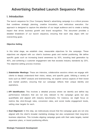 Free Advertising Detailed Launch Sequence Plan Template to Edit Online