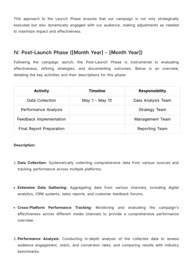 Free Advertising Detailed Launch Sequence Plan Template to Edit Online