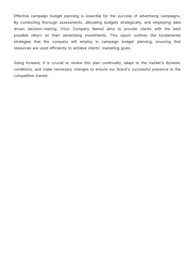 Free Advertising Campaign Budget Planning Report Template to Edit Online