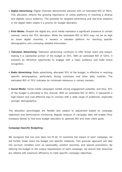 Free Advertising Campaign Budget Planning Report Template to Edit Online
