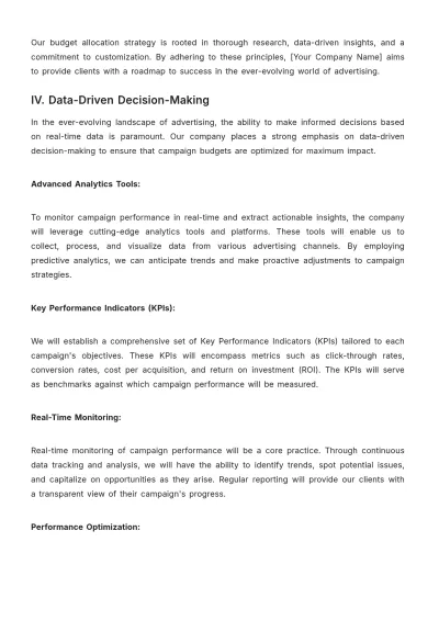 Free Advertising Campaign Budget Planning Report Template to Edit Online
