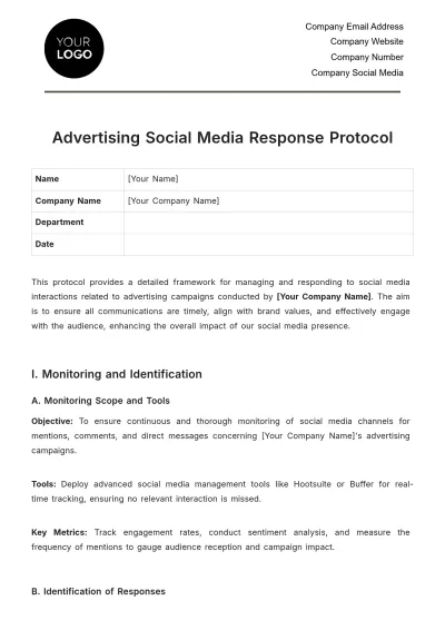 Free Advertising Social Media Response Protocol Template to Edit Online