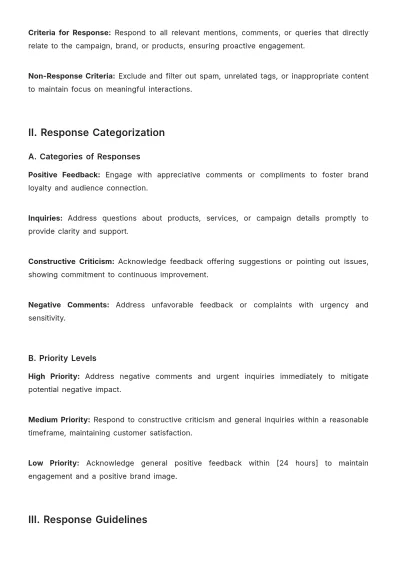 Free Advertising Social Media Response Protocol Template to Edit Online
