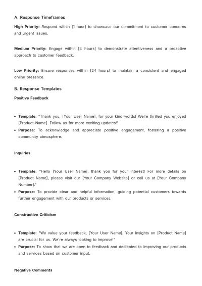 Free Advertising Social Media Response Protocol Template to Edit Online