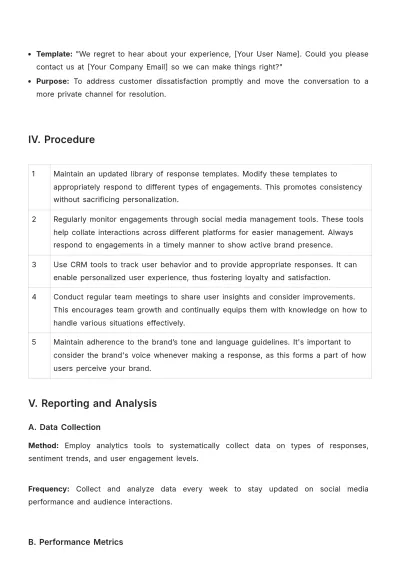 Free Advertising Social Media Response Protocol Template to Edit Online