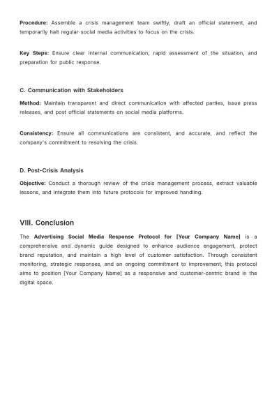 Free Advertising Social Media Response Protocol Template to Edit Online