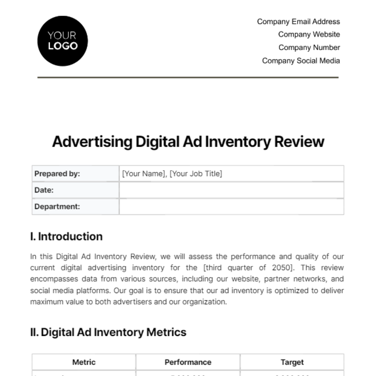 Free Advertising Digital Ad Inventory Review Template
