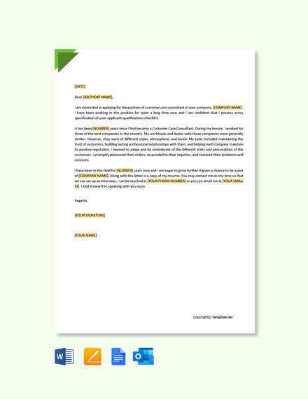 Free Customer Care Manager Cover Letter Template - Google Docs, Word ...