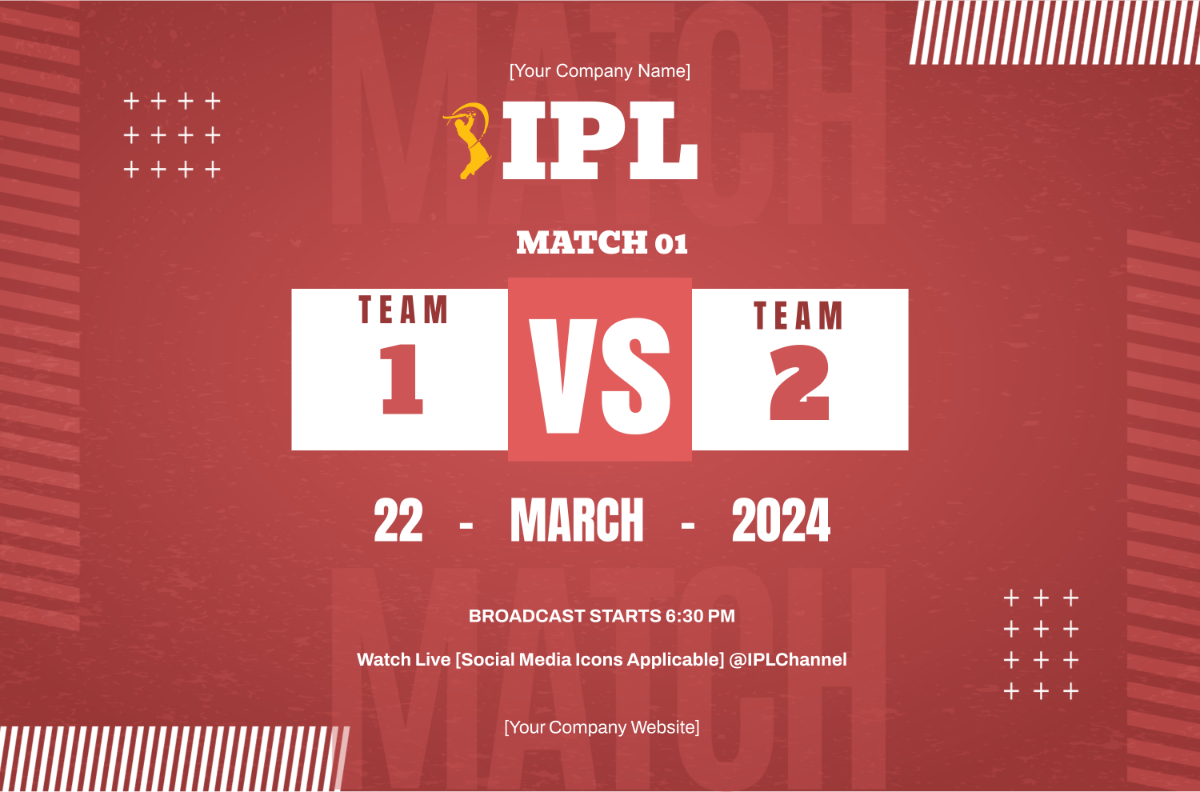 IPL Cricket Tournament Schedule Template