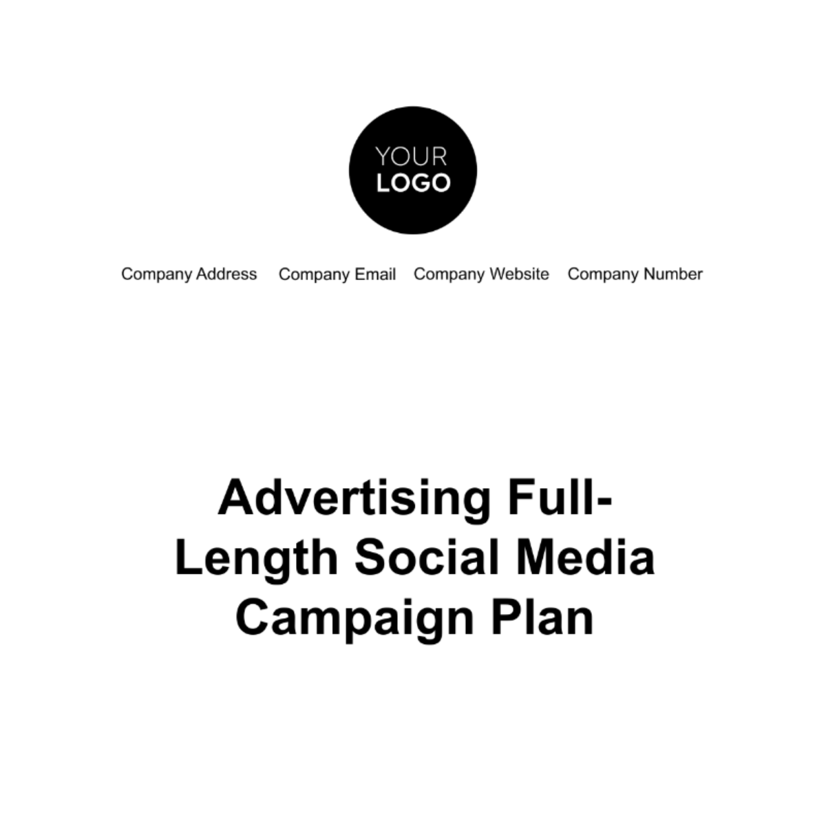 Advertising Full-Length Social Media Campaign Plan Template