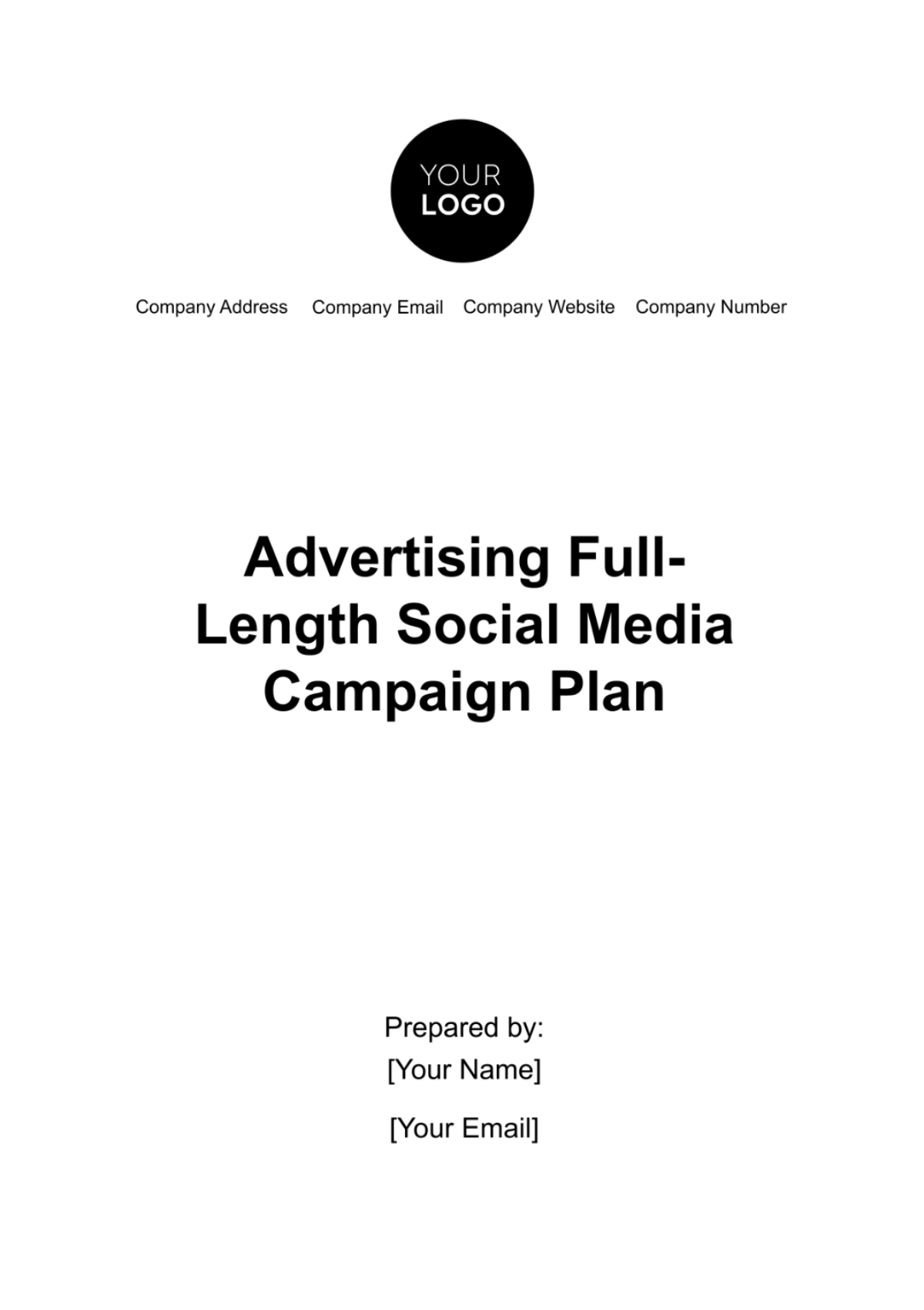 Advertising Full-Length Social Media Campaign Plan Template - Edit Online & Download