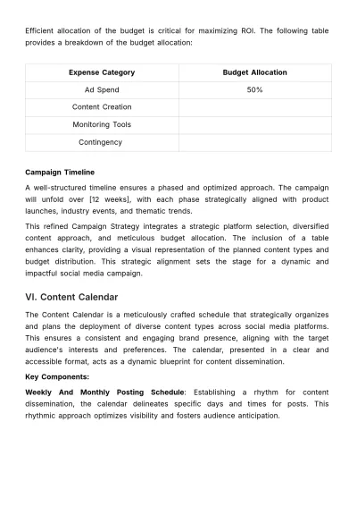 Free Advertising Full-Length Social Media Campaign Plan Template to Edit Online