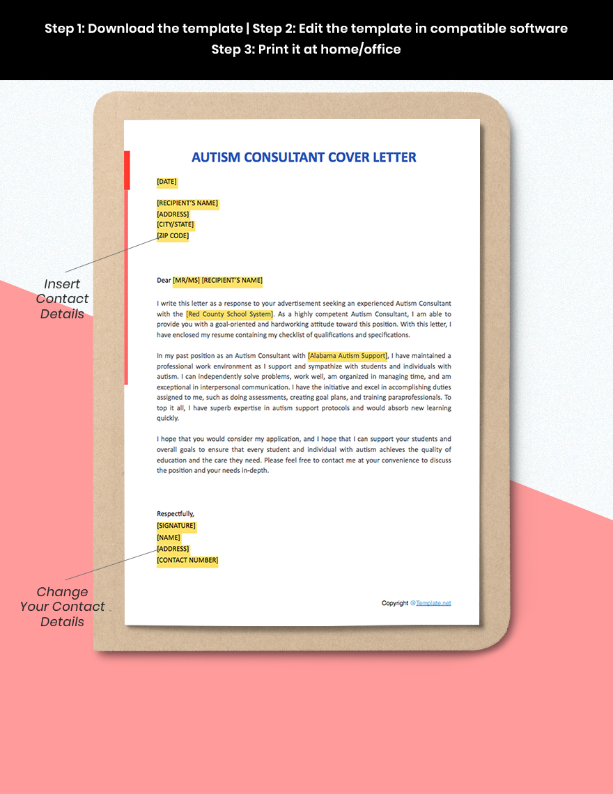 Autism Consultant Cover Letter Template