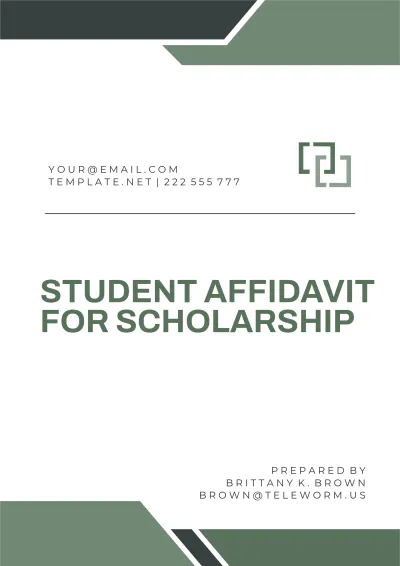 Free Student Affidavit for Scholarship Template to Edit Online
