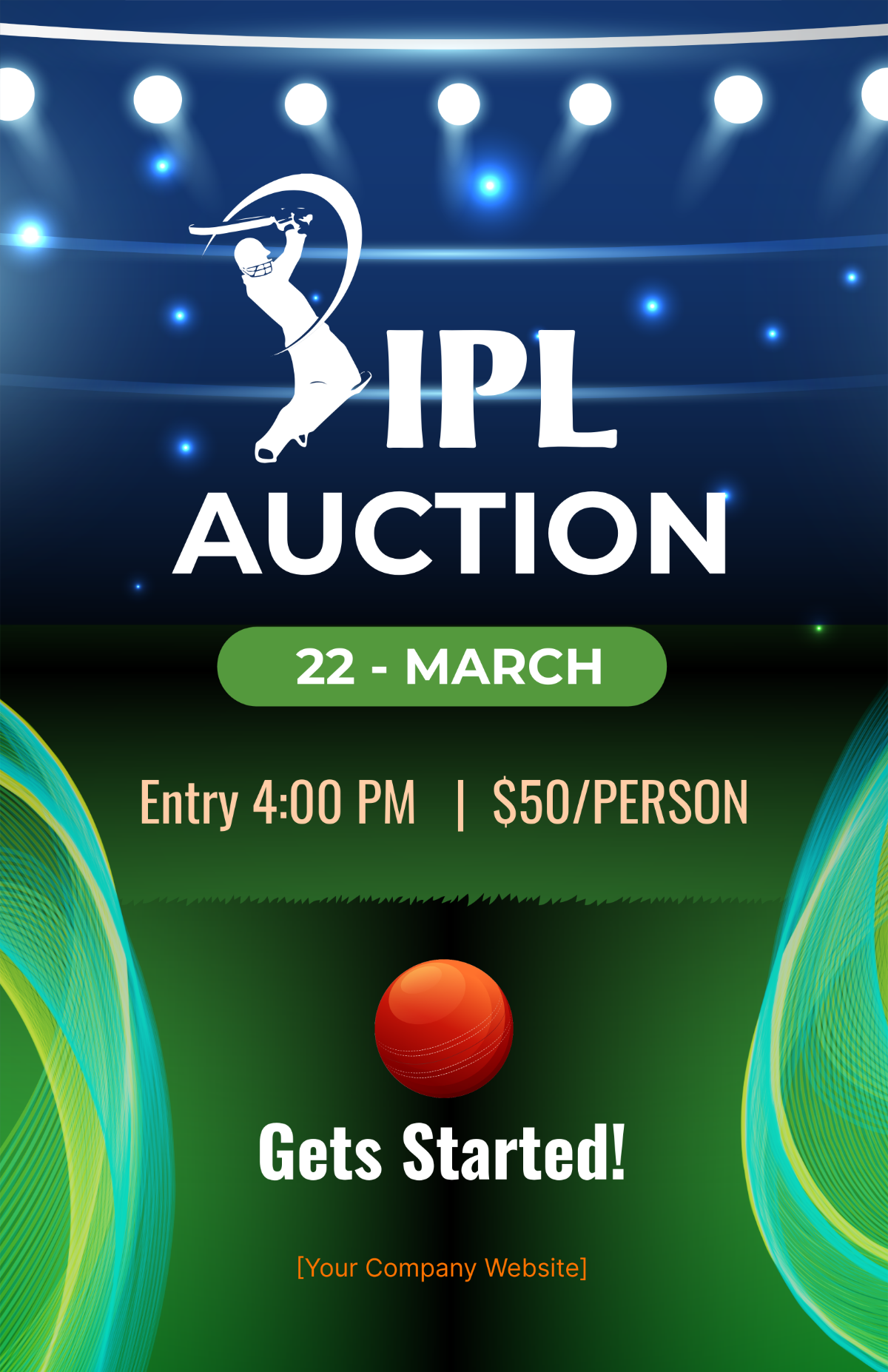 Free IPL Auction Poster Template to Edit Online