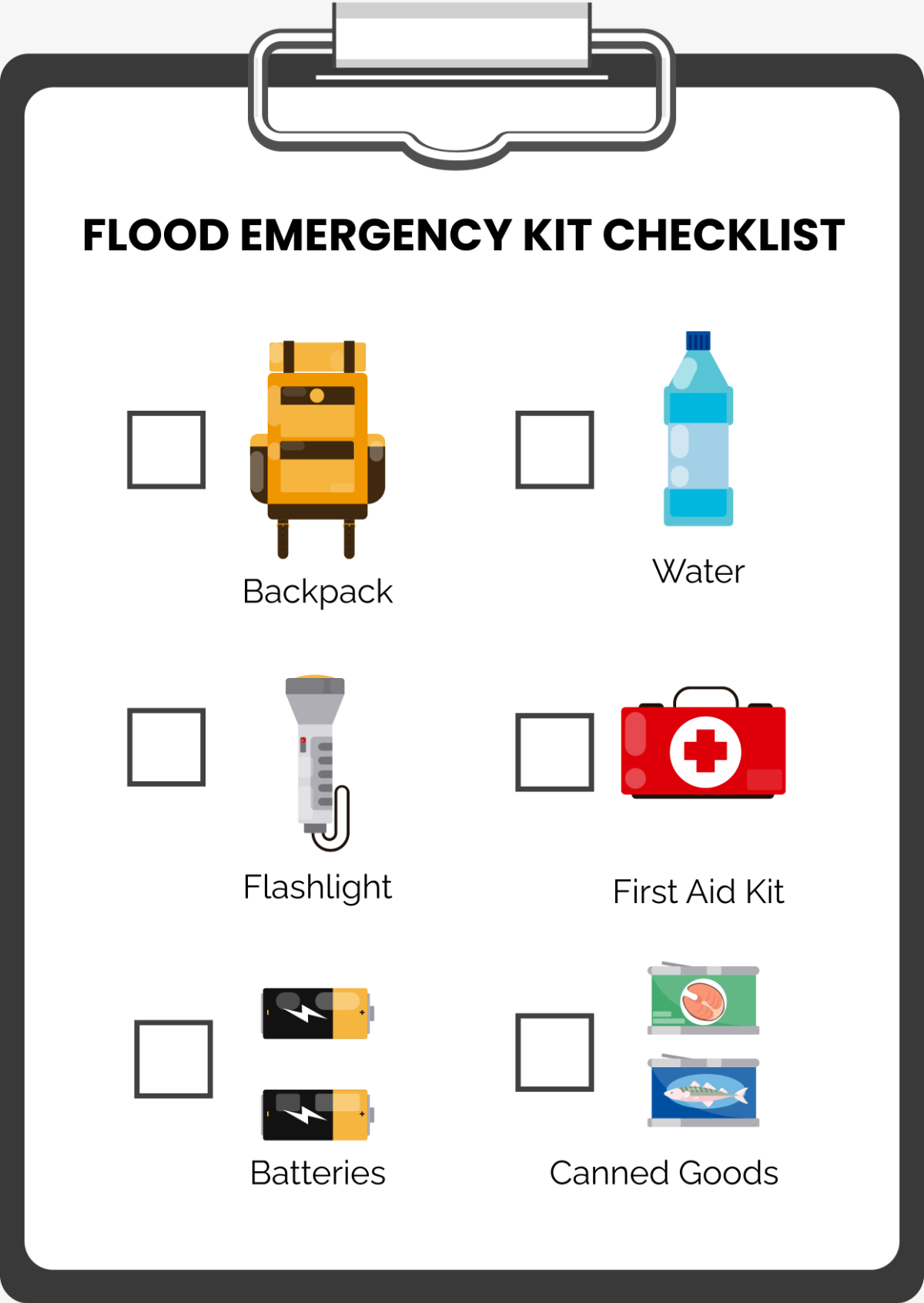 Flood Emergency Kit Checklist Graphic