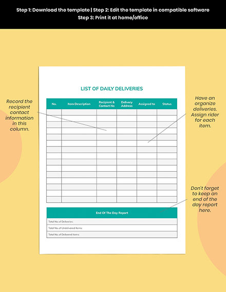 Free Delivery Route Planner Template to Edit Online