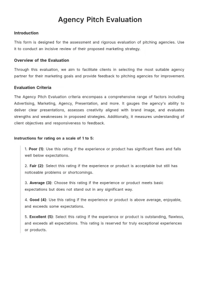 Free Agency Pitch Evaluation Template to Edit Online