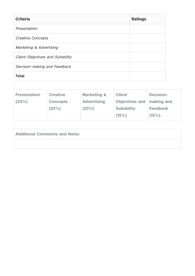 Free Agency Pitch Evaluation Template to Edit Online