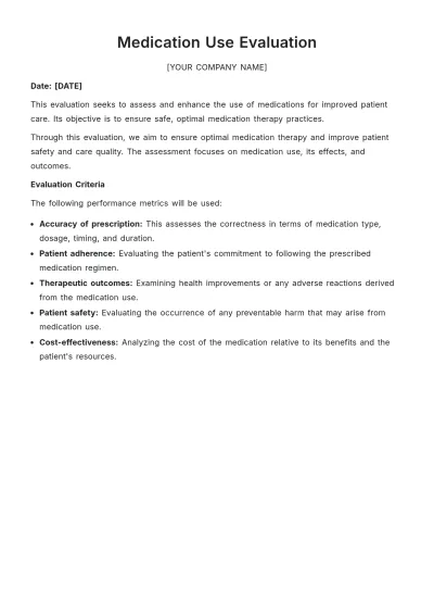 Free Medication Use Evaluation Template to Edit Online