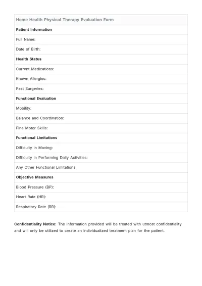 Free Home Health Physical Therapy Evaluation Template to Edit Online