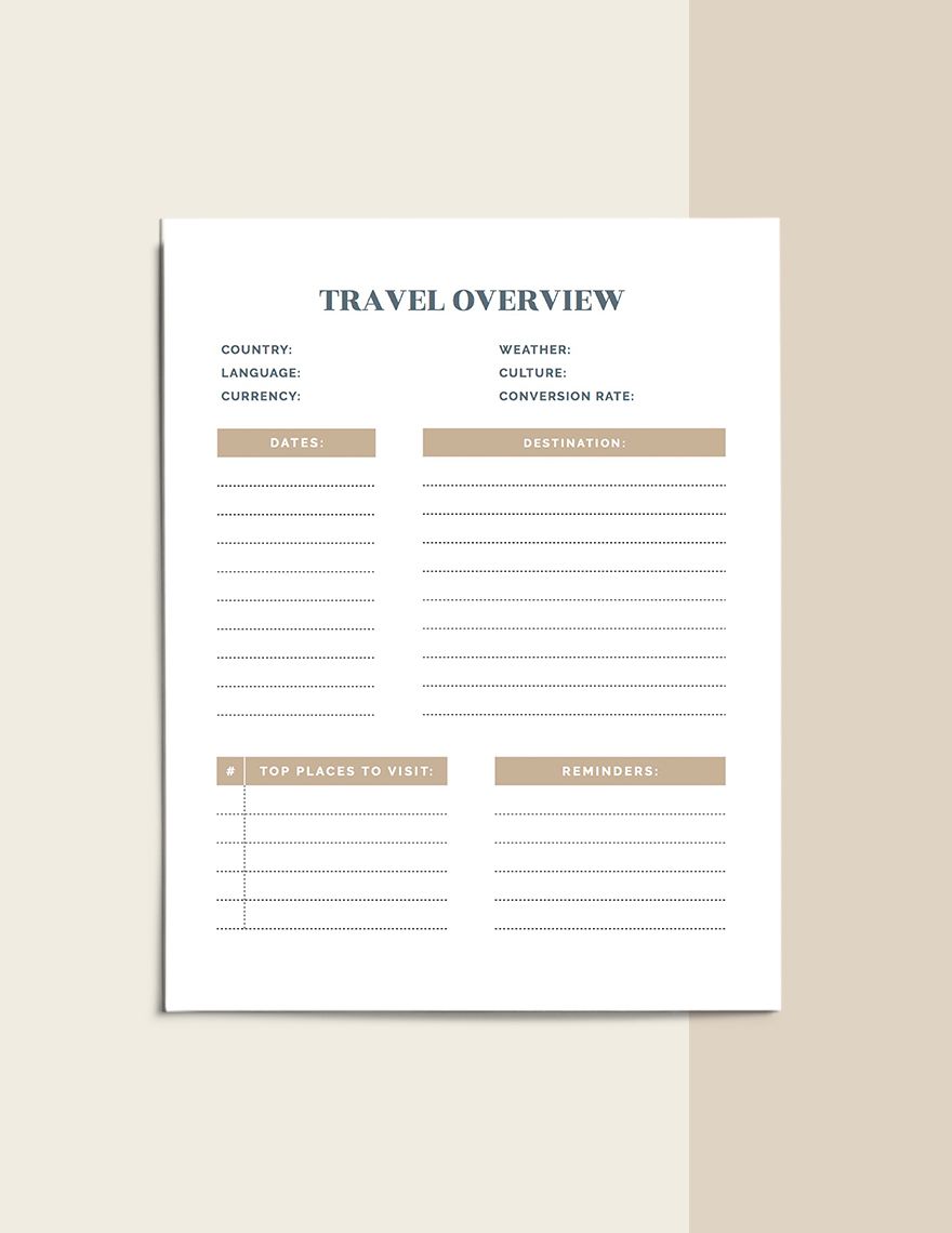 Hotel Planner Template