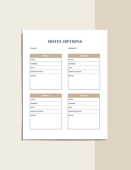 Hotel Planner template Instruction