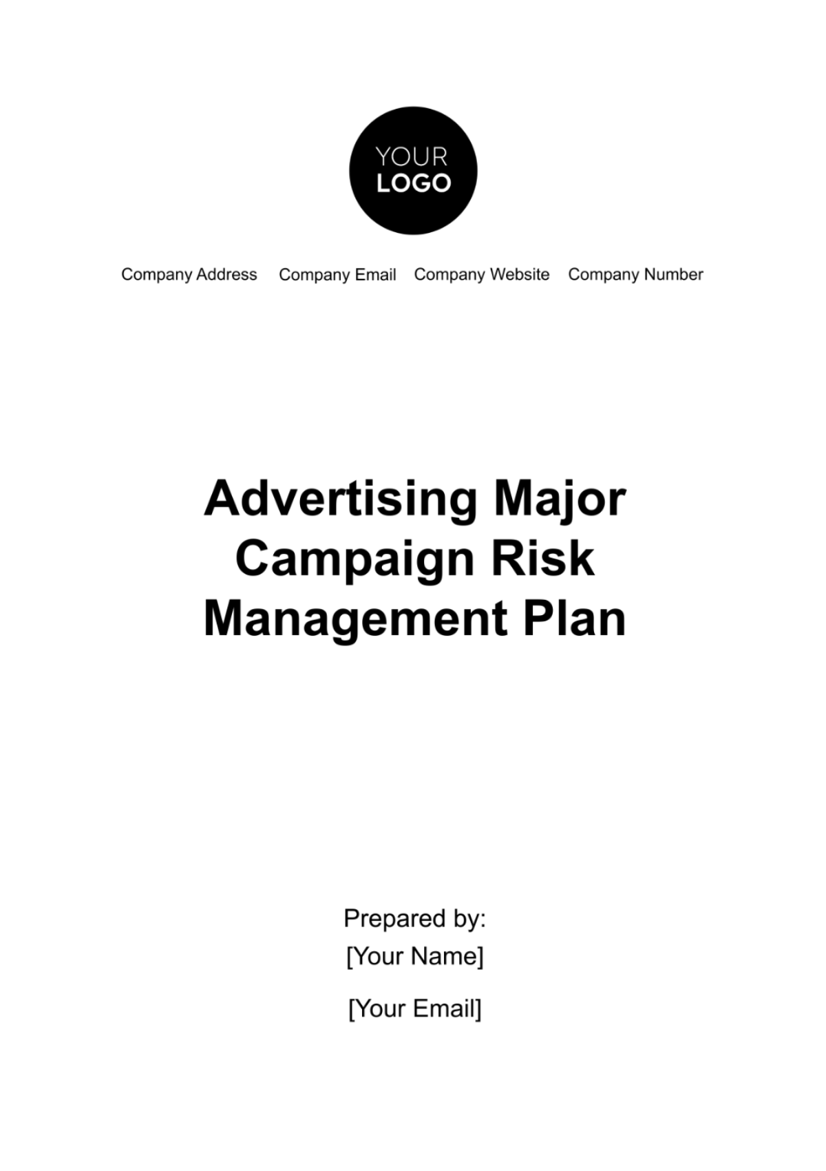 Advertising Major Campaign Risk Management Plan Template - Edit Online & Download