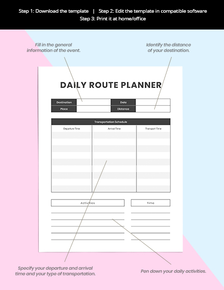 Free Basic Daily Route Planner Template to Edit Online