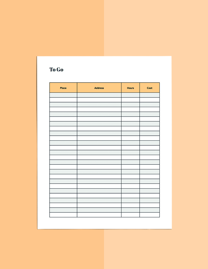 Printable Route Planner Template Word Apple Pages Template