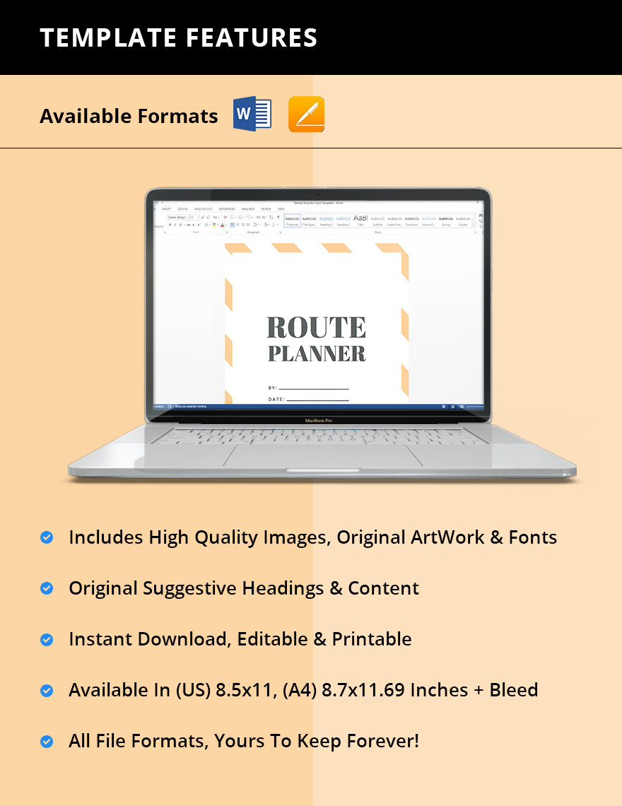 Printable Route Planner Template Word Apple Pages Template
