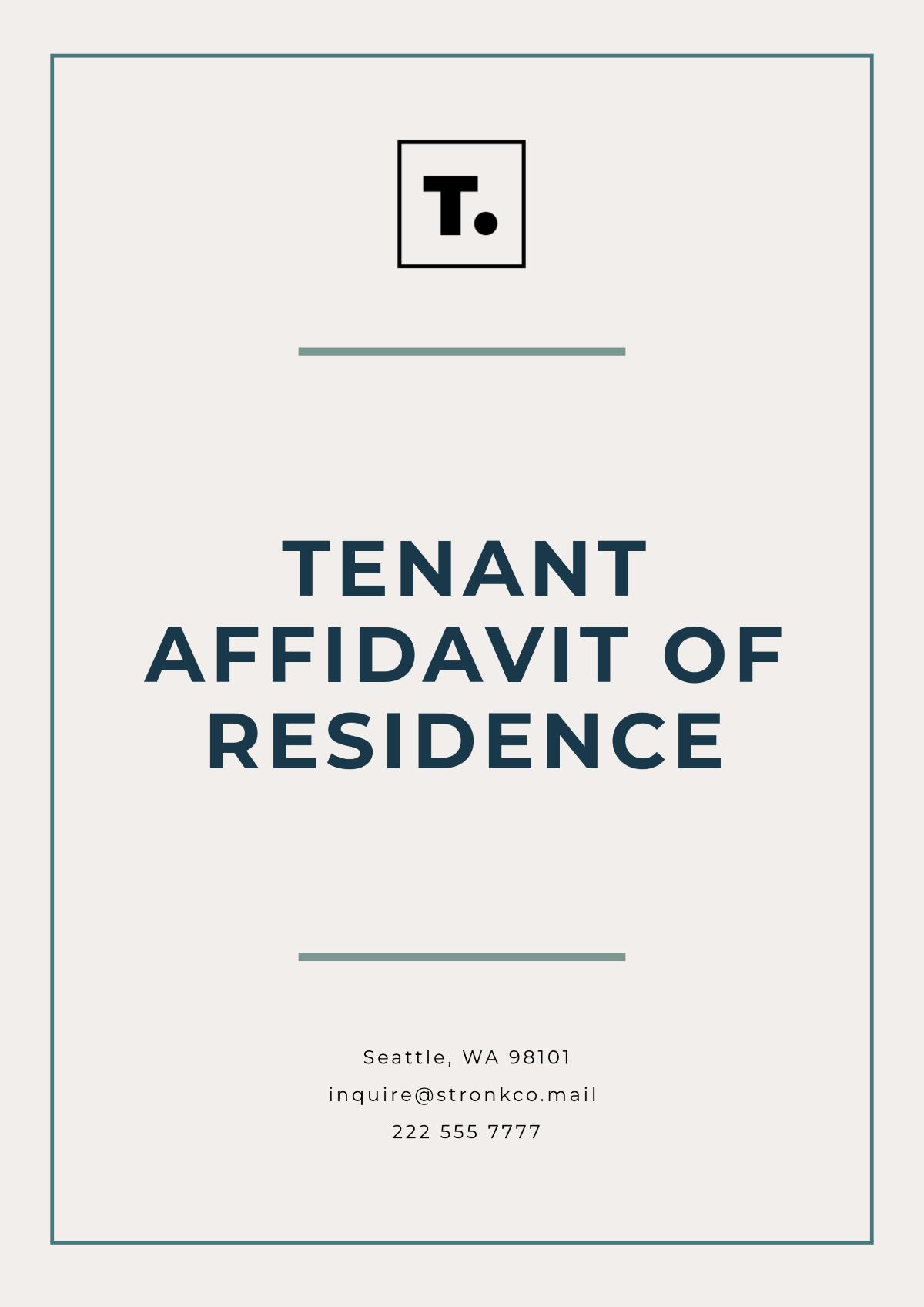 Free Tenant Affidavit of Residence Template to Edit Online