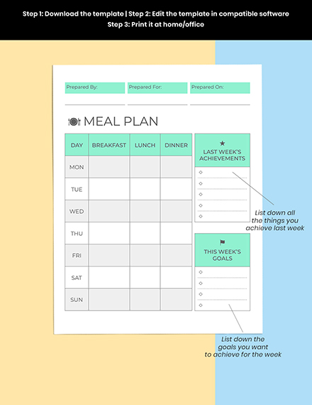 Diet Planner Template Word Apple Pages Template