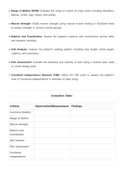 Free Acute Care Physical Therapy Evaluation Template to Edit Online