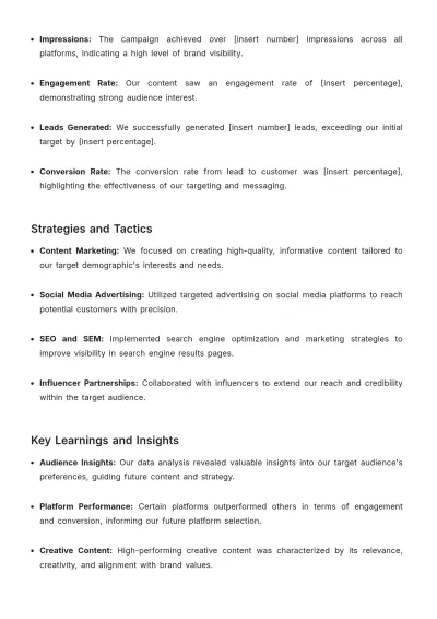 Free Advertising Digital Partnership Debrief Template to Edit Online