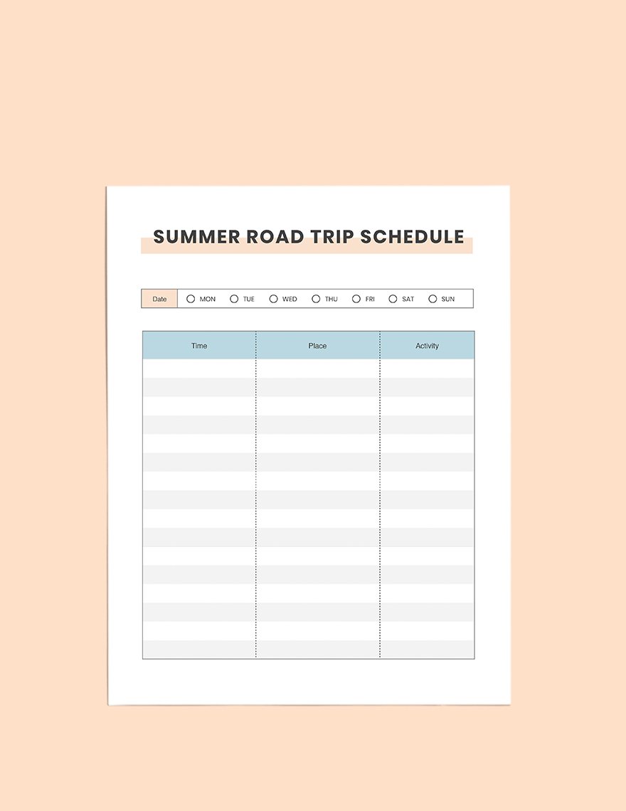 Summer Road Trip Planner Template