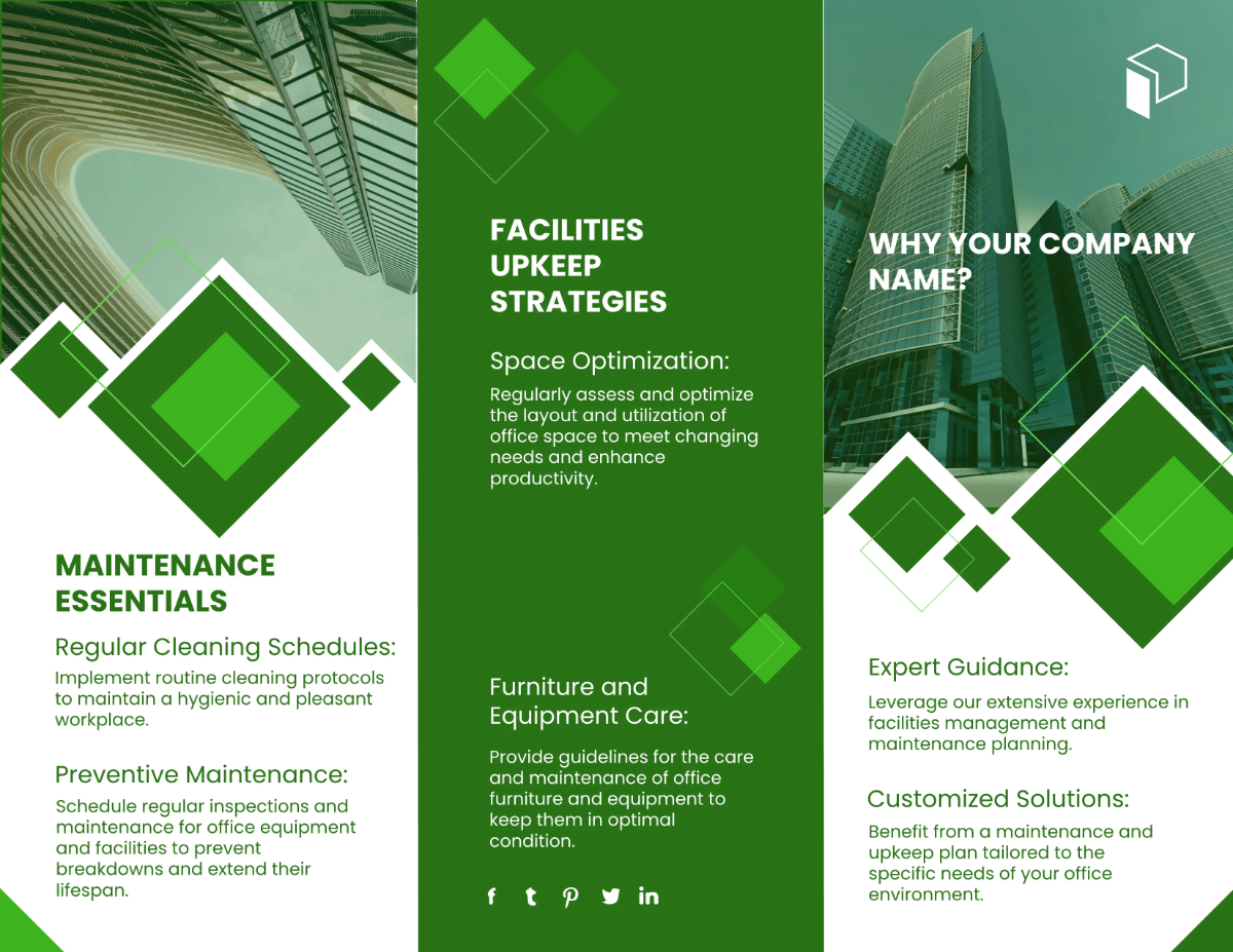 Free Office Maintenance and Facilities Upkeep Guide Brochure Template to Edit Online