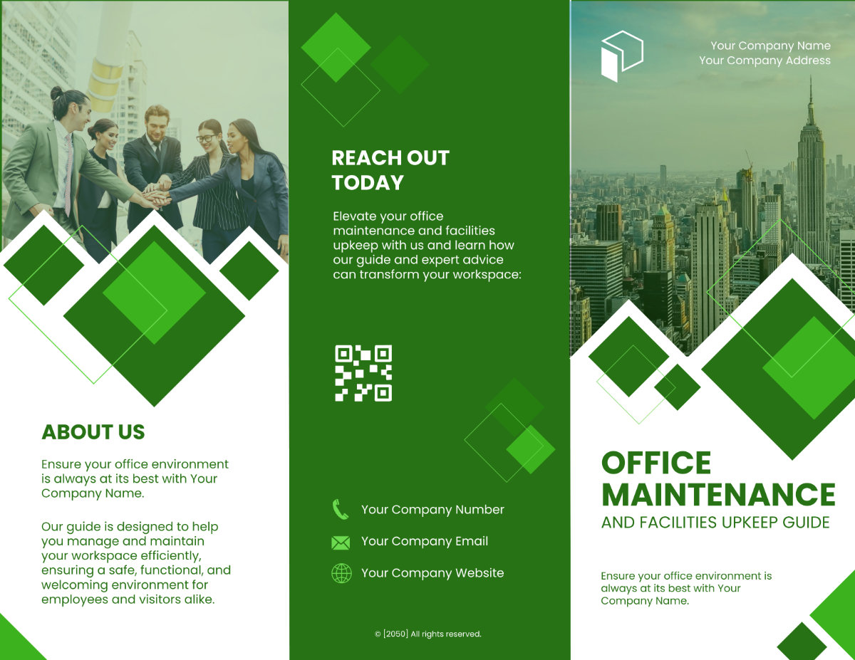 Free Office Maintenance and Facilities Upkeep Guide Brochure Template