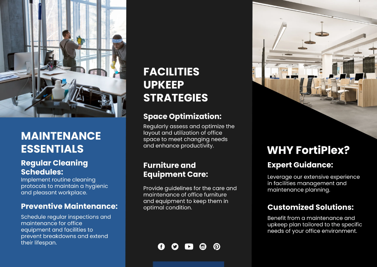Free Office Maintenance and Facilities Upkeep Guide Pamphlet Template to Edit Online