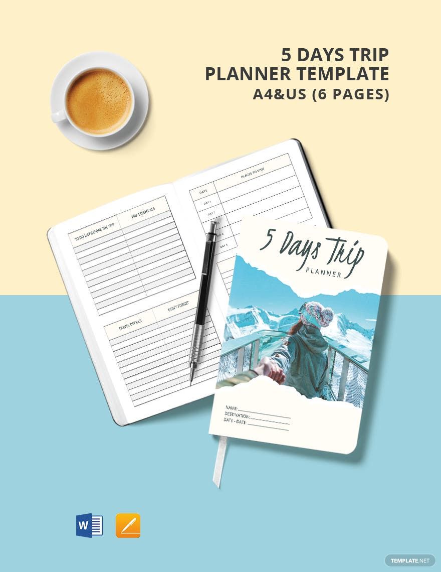 5 Days Trip Planner Template in Word, Google Docs, PDF, Apple Pages