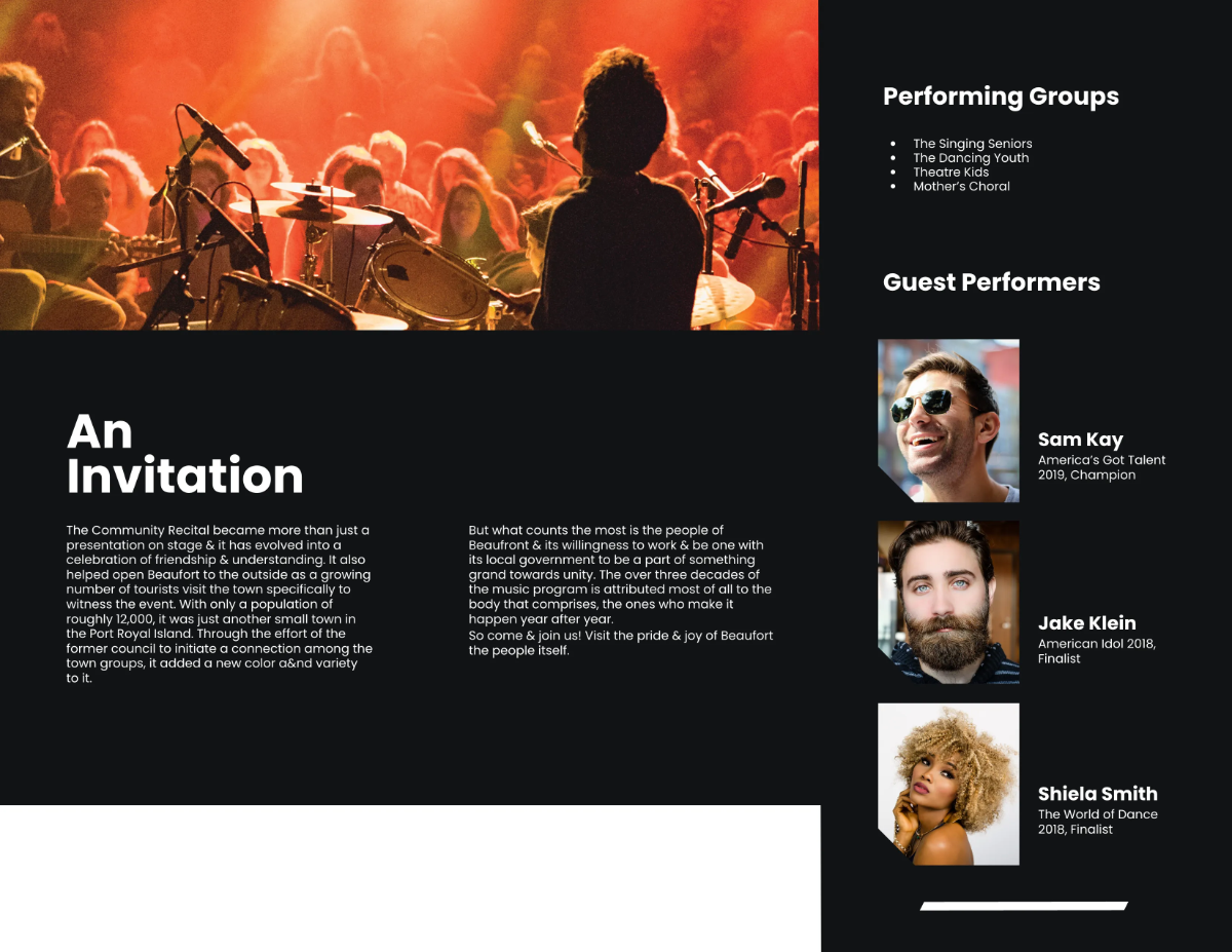 Free Music program trifold Template to Edit Online