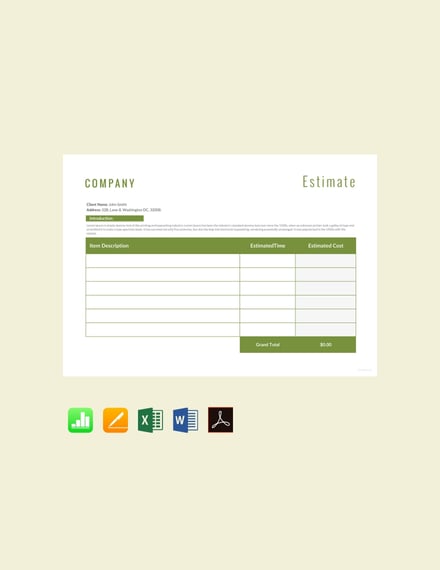 Landscaping Estimate Template Google Docs Google Sheets Excel Word Apple Numbers Apple Pages Pdf Template Net