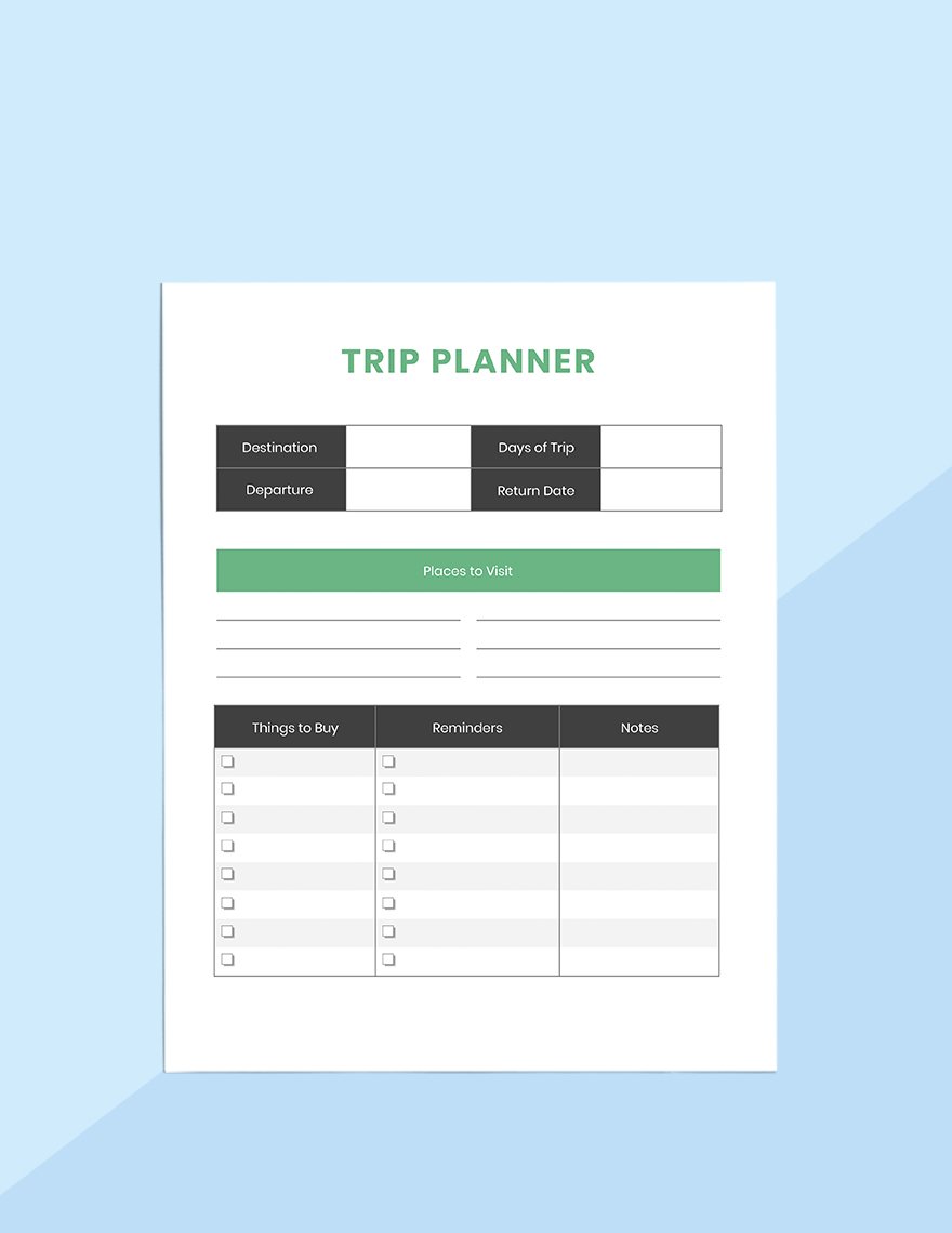 trip planner template pdf
