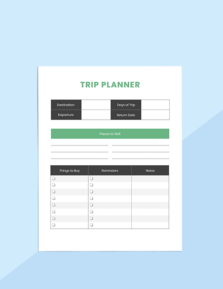 Free Simple Trip Planner Template - Word, Apple Pages | Template.net