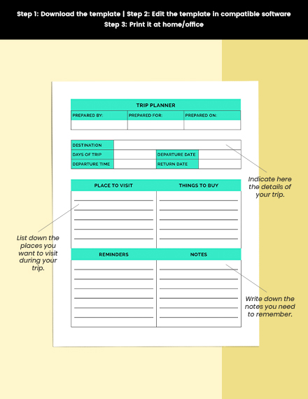 Free Basic Trip Planner Template - Word, Apple Pages | Template.net