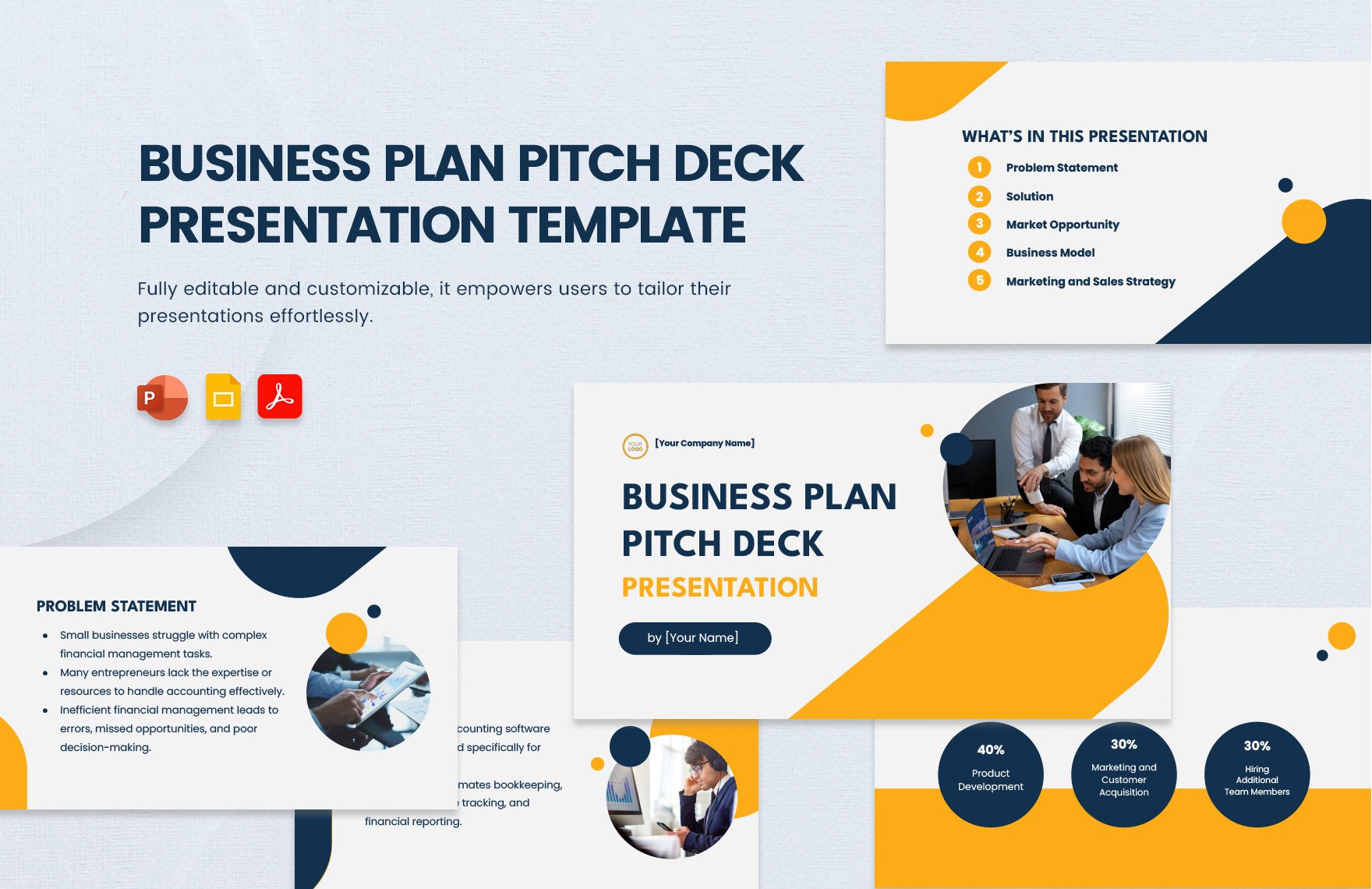 Free Business Plan Pitch Deck Presentation Template in PDF, PowerPoint, Google Slides