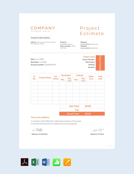 free project estimate template 440x570